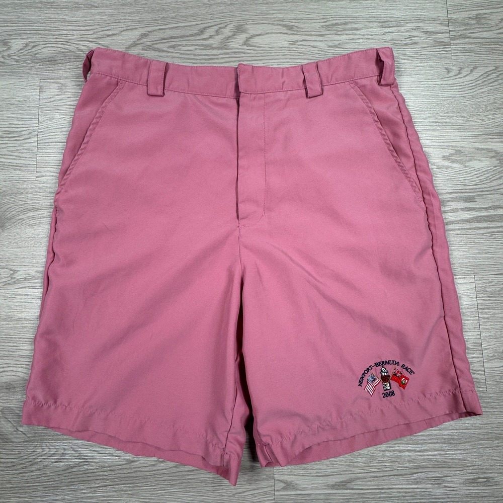 Bermuda Styles Mens Shorts Newport-Bermuda Race 2008 Pink 34 Embroidered Logo